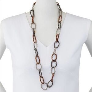 Greenbeads Crystal Link Necklace, Brown NWT